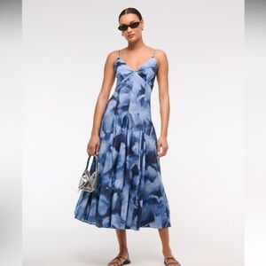 Abercrombie & Fitch Plunge Godet Midi Dress XS TALL